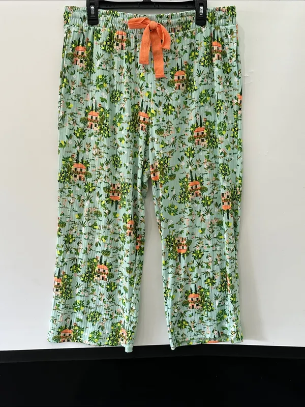 Cuddl Duds Pajama Set NEW V Neck Short Sleeve Capri Pant Set XXL Mint Cottage - Image 5