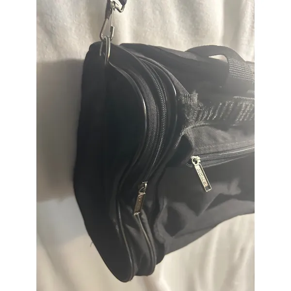 Rome Black Canvas Travel Duffel Bag Weekend Overnight Gym Bag with‎ Strap - Image 4