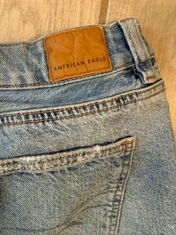 American Eagle Outfitters Distressed Light Blue High-Rise Denim Shorts - Image 8