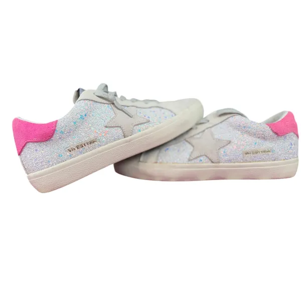 Vintage Havana Flair 32 Pink Suede Multi Glitter Star Sneakers Size 7.5 - Image 11