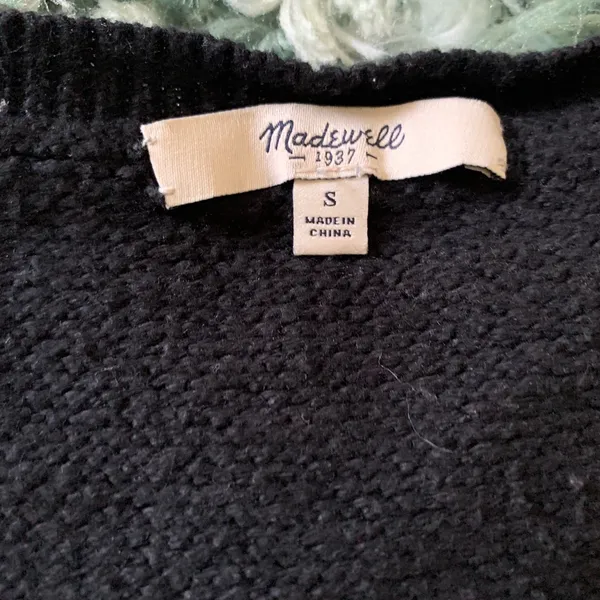 Madewell Chronicle Texture Pullover Sweater Colorblock S Black Gray - Image 8
