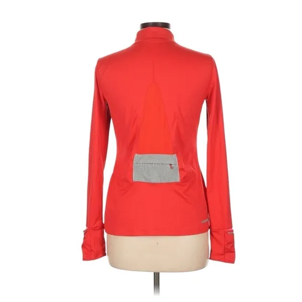 New Balance Women's Long Sleeve Running Pullover Top Size Medium Red Thumb Holes - Image 5