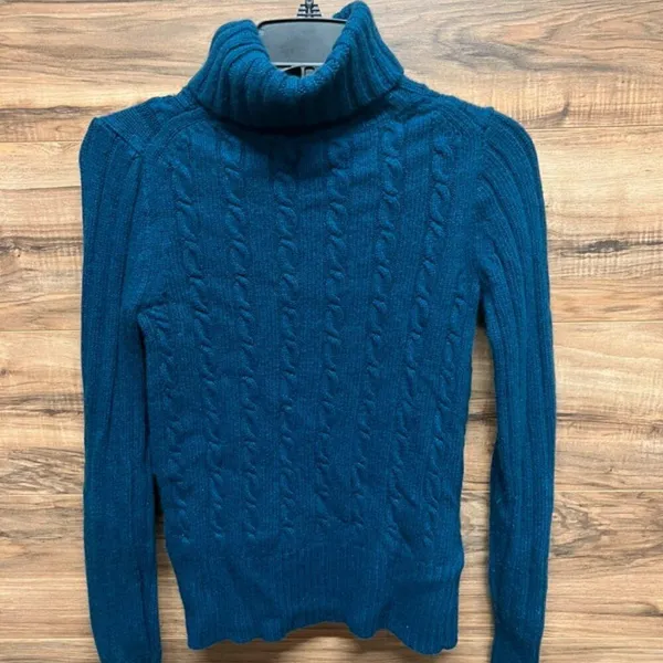J. Crew small blue‎ turtleneck sweater - Image 3