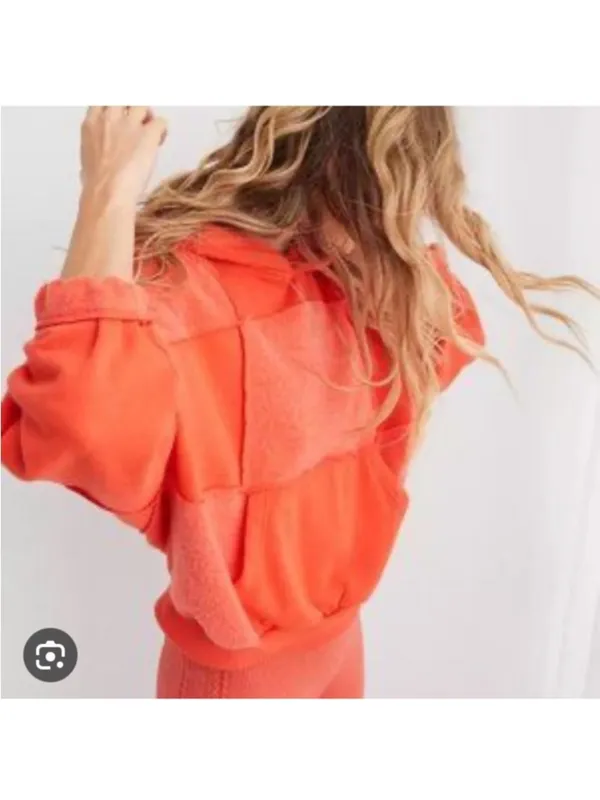 AERIE Orange Patchwork Hoodie - Image 3