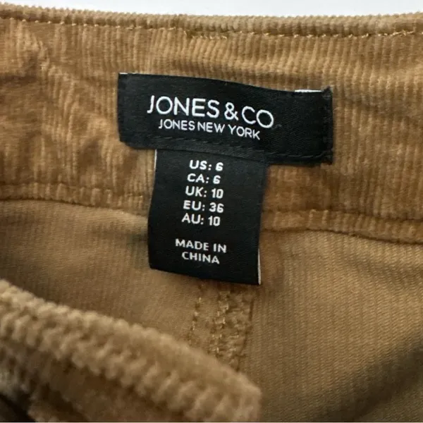 JONES NEW YORK | Jones & Co Straight Leg Tan Corduroy Trousers Pants Size 6 - Image 3