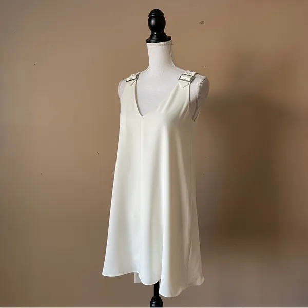 AMANDA UPRICHARD | Cream V-neck A-line Mini Dress Sz S - Image 4