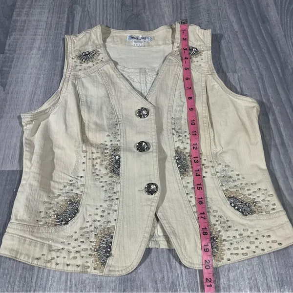 West 36th Embellished Cream Vest; Large Women’s - Image 5