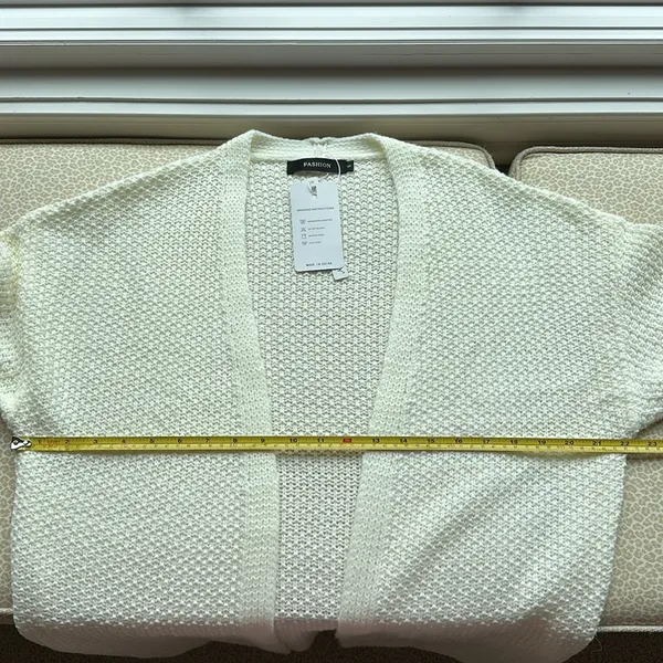 NWT Merokeety Long Cream Open Cardigan Sweater with puff sleeves, size S - Image 8