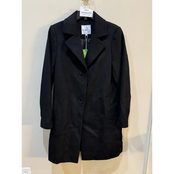 Sam Edelman Clean Notch 2 Button Wool Black Jacket Coat Size 8 $220 - Image 2