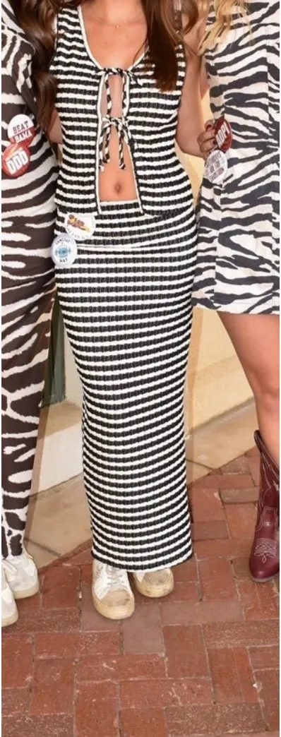 See You Monday Black and white striped set - Image 2