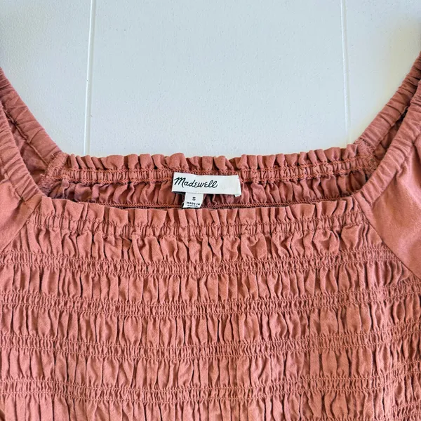 Madewell Lucie Bubble-Sleeve Smocked Top Peasant Blouse - Image 2
