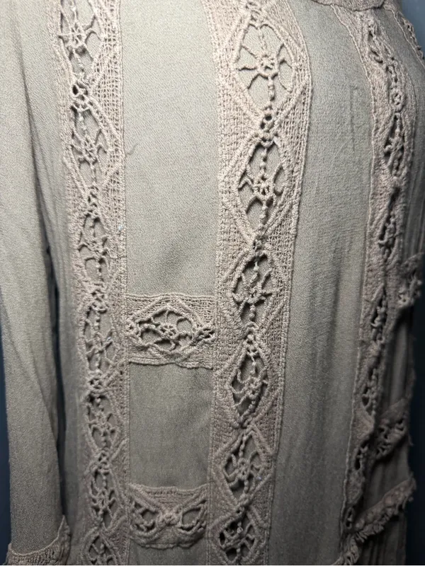 Monroe LTD Boho Peasant Crochet Festival Mini Dress Tunic Small. - Image 3