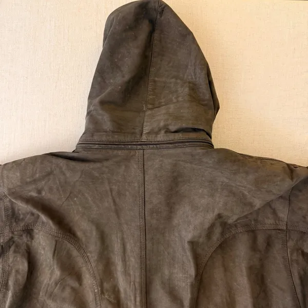 Patricks Cotacachi‎ Ecuador Brown Leather Hooded Field Jacket Paisley Lined - Image 13