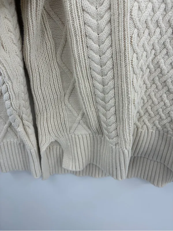 J.Crew swingy cable knit cream cotton mockneck sweater women’s XS fisherman - Image 4