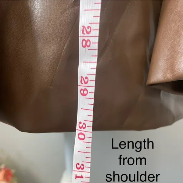 Remi x Revolve Chocolate Brown Vegan Leather Blazer Single Button Oversized Fit - Image 5