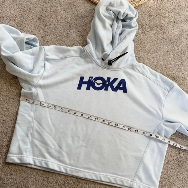 Hoka One One Women’s Pullover Hoodie Sweatshirt Crop Thumbholes in Blue S - Image 10