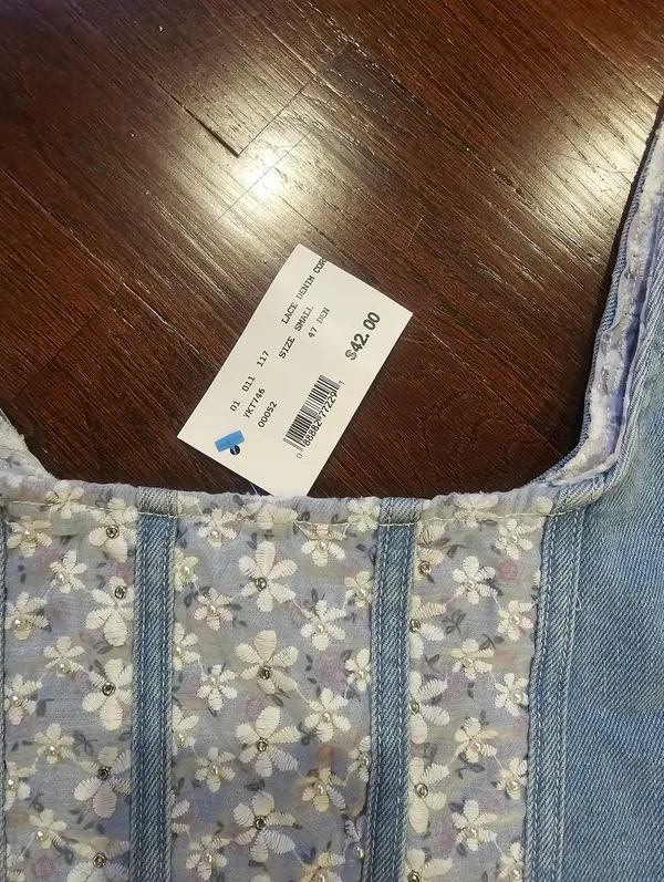 Vanilla Sky Light Blue Floral Patchwork Cropped Tank - Image 4