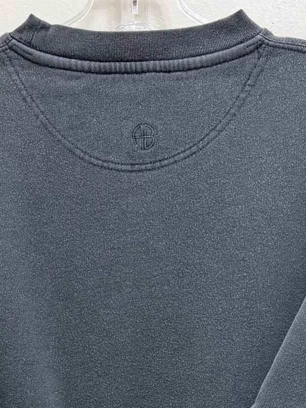 Anine Bing Ramona New York University Sweatshirt Crewneck Washed Black Gray XXS - Image 7