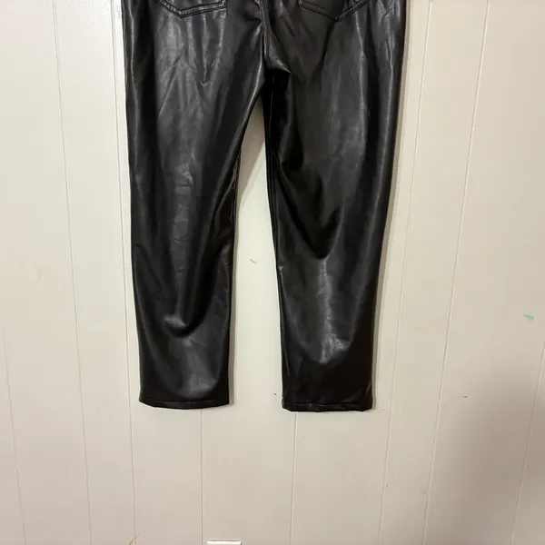 Abercrombie & Fitch 90s Straight Faux Leather Pants Black Ultra High Rise Size 1 - Image 9
