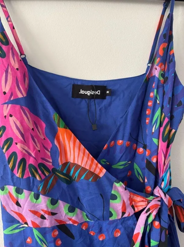 DESIGUAL Exotic Abstract Print Wrap Dress Size M NWOT - Image 3