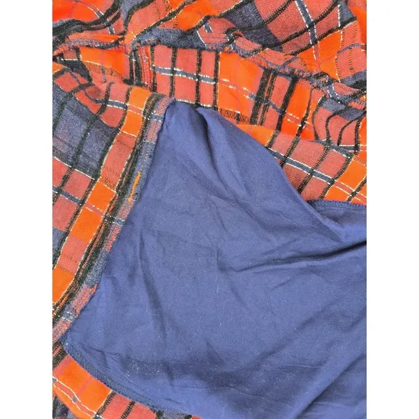 We The Free Button Down Women Small Red Plaid Lurex Oversized Distressed Shirt‎ - Image 6