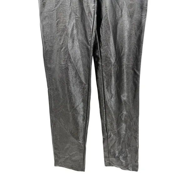 White Fox Crinkle Patent Straight Leg Pants High Rise Black Size XS‎ - Image 3