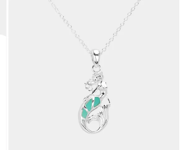 Mermaid Pendant Necklace & Earrings - Image 2