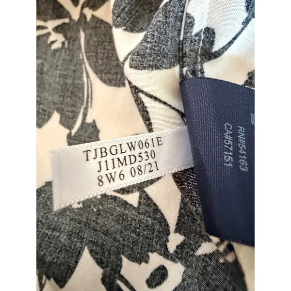 Tommy Hilfiger Floral Viscose Button Down Shirt Black White Size M - Image 5