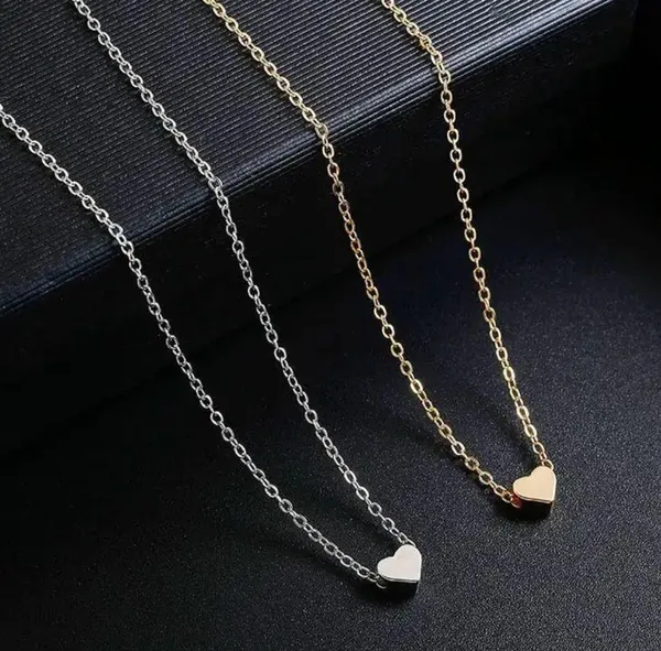 2pcs 925 Alloy Chokers Necklaces Women's Love Pendant Set - Gold & Silver - Image 6