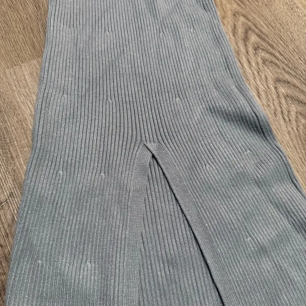 Abercrombie & Fitch Flare Leg Slit Knit Pants Blue Medium Lounge Ribbed - Image 5
