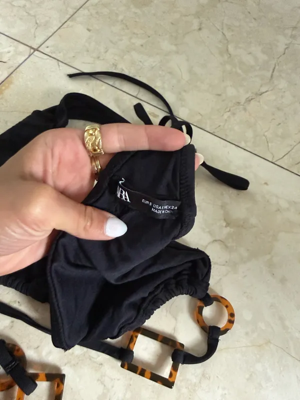 Zara Black Bikini Tortoise Shell Accents - Image 4