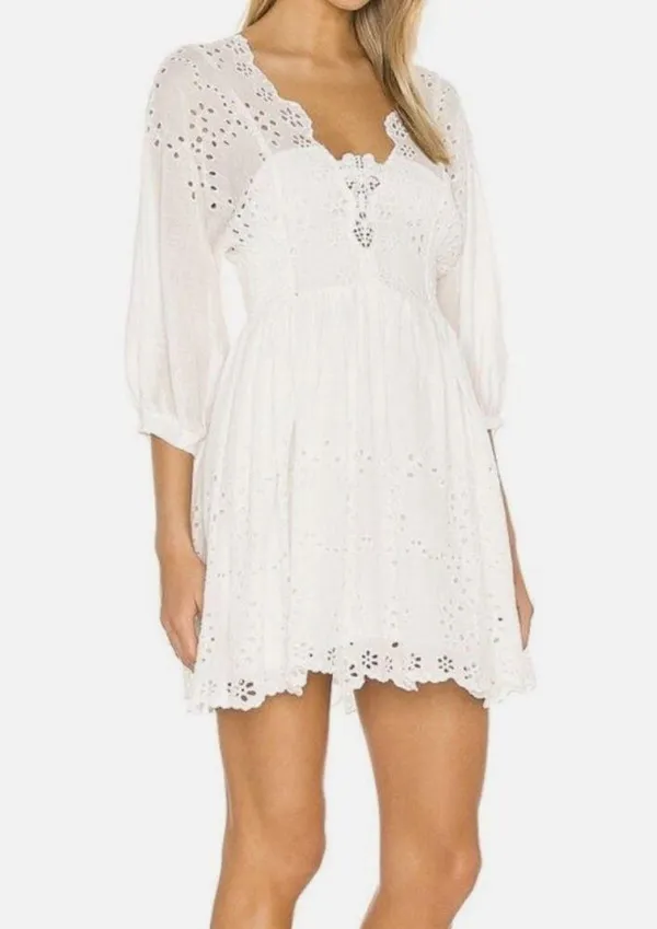 Free People White Eyelet Lottie Dress - Image 5