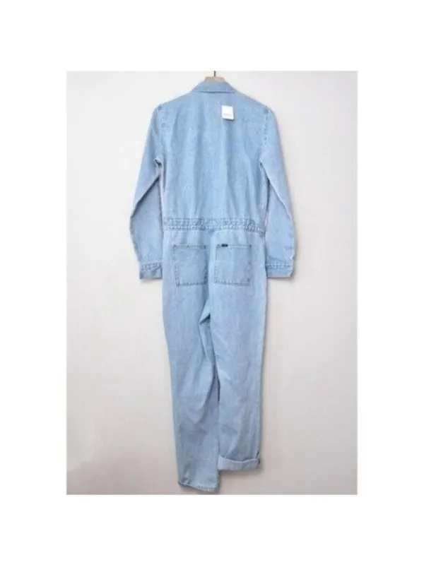 NWT Free People x Lee Union-Alls Coverall Denim Jumpsuit S Sky Blues Stripe - Image 11