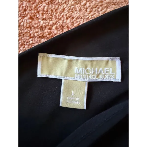 Michael Michael Kors One Shoulder Black Top Silver Hardware Size L - Image 2