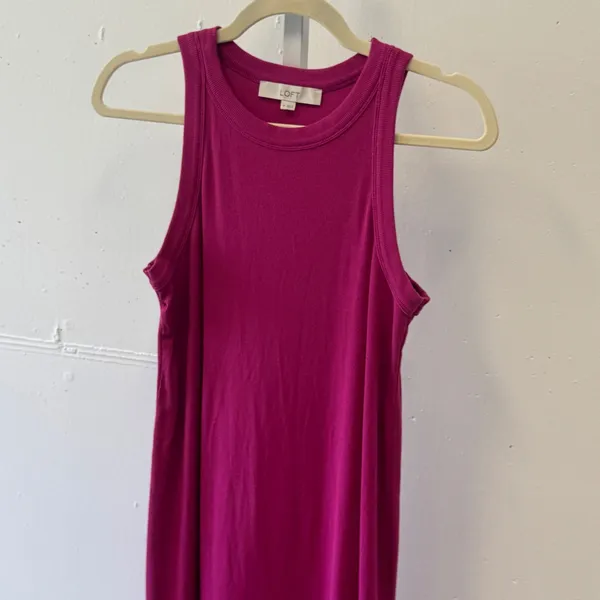 Loft Womens Magenta Pink Ribbed Sleeveless Racerback Maxi Dress Medium 767200 - Image 3
