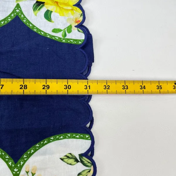 NWOT Farm Rio Linen Blend Blue Scalloped Floral Garden Mini Dress Size XXS/W38 - Image 11