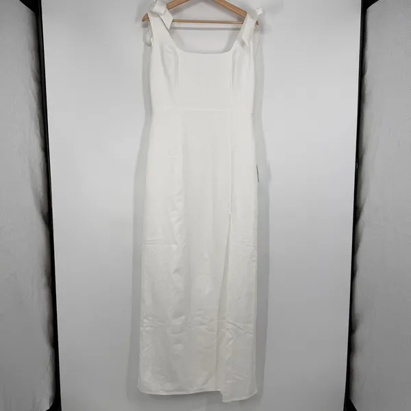 Lulus White Tie-Strap Column Maxi Dress Size L Your Sweetie Bridal Wedding - Image 3
