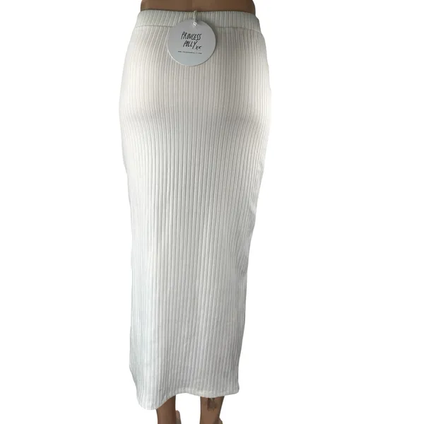 NEW Princess Polly Ellie White High Waisted Side Slit Midi Slip Skirt Size 4 - Image 3