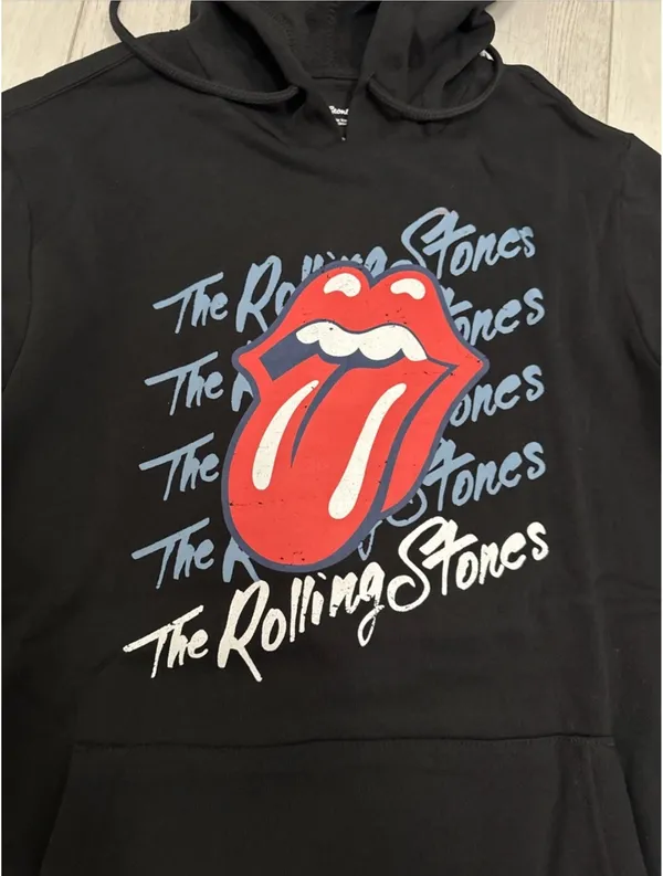 The Rolling Stones 76' World Tour Black Hoodie Sweatshirt Mens Small NWT - Image 2