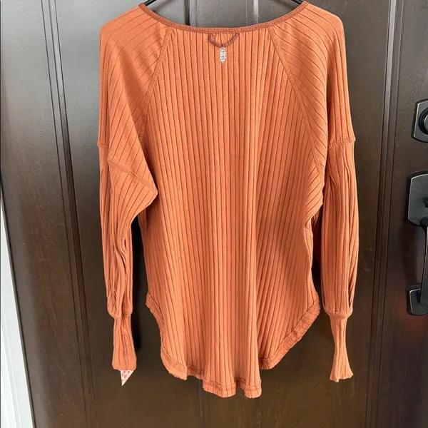 NWT Free People Movement Bella Layer Ribbed Henley Top Spiced Copper Generous XS - Image 12