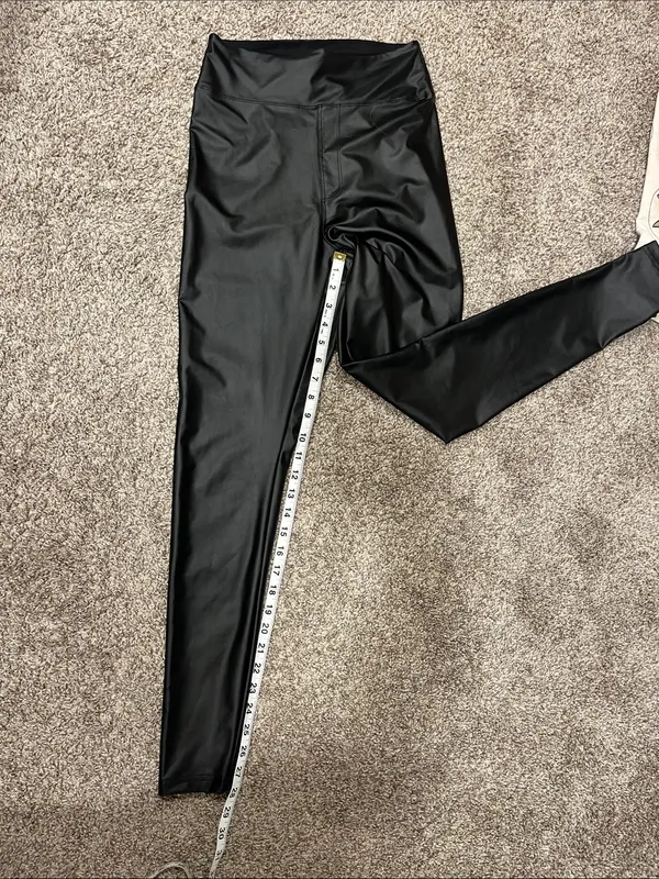 Aerie Offline Real Luxe Faux Leather Hi Rise Leggings in Black Size Medium - Image 9