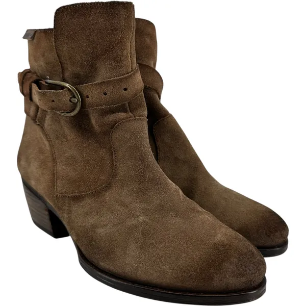 Pikolinos Baqueira Cowboy Ankle Zip Suede Boots Western Block Heel Tan 8.5 - Image 2