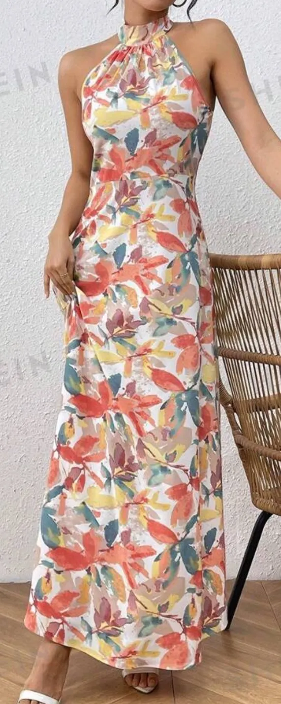 SheIn Frenchy Fashionable Printed Halterneck Dress - Image 3