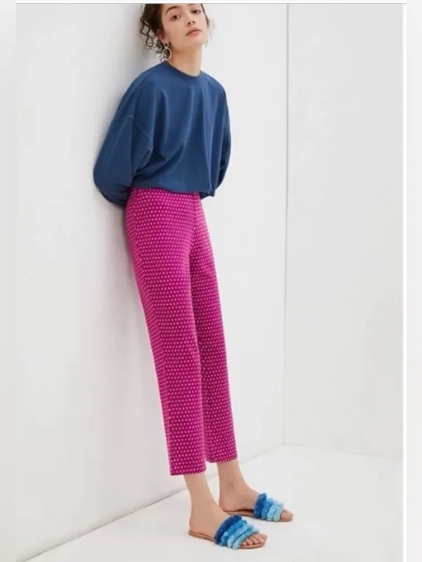 Anthropologie Mikayla Pink Fuschia Flower Cropped Pants Cute Trendy - Image 5
