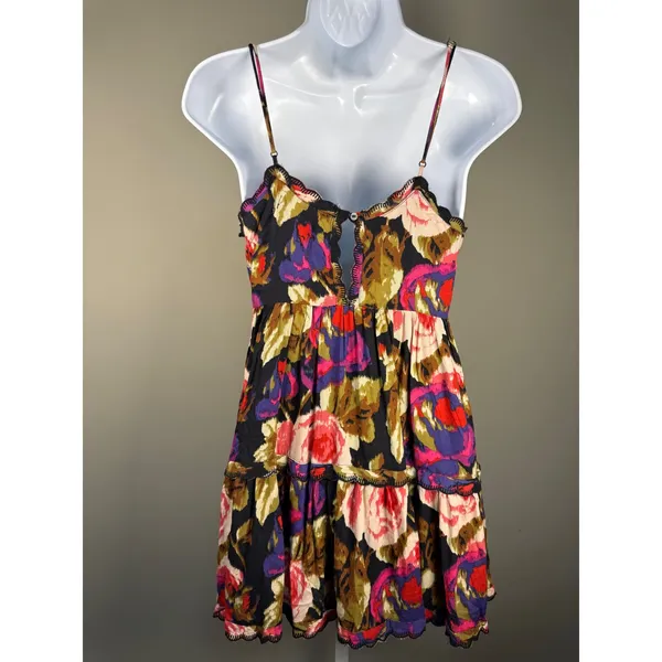 Urban Outfitters‎ Floral Babydoll Mini Dress XS Boho Cottagecore Tiered Cami - Image 5
