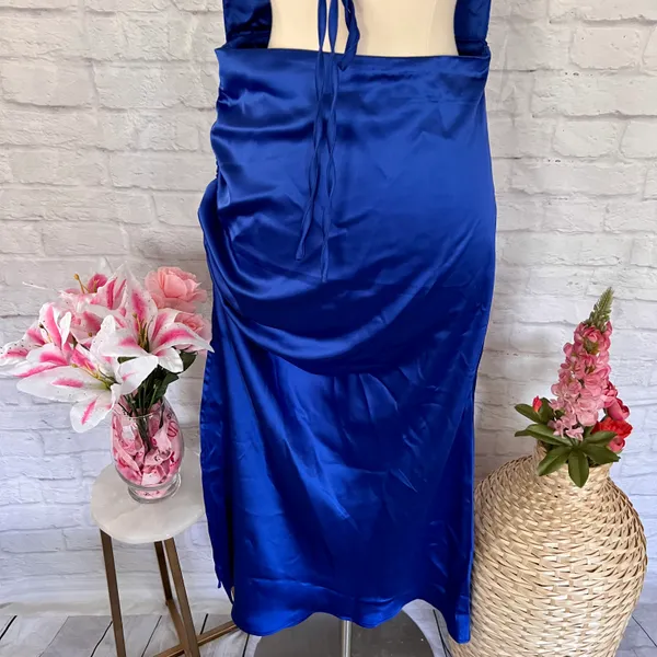 Boutique NEW Blue Satin Dress - Image 8