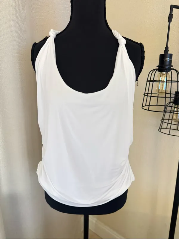 NWT Abercrombie & Fitch White Knot Halter Tank Top Open Back XL - Image 2