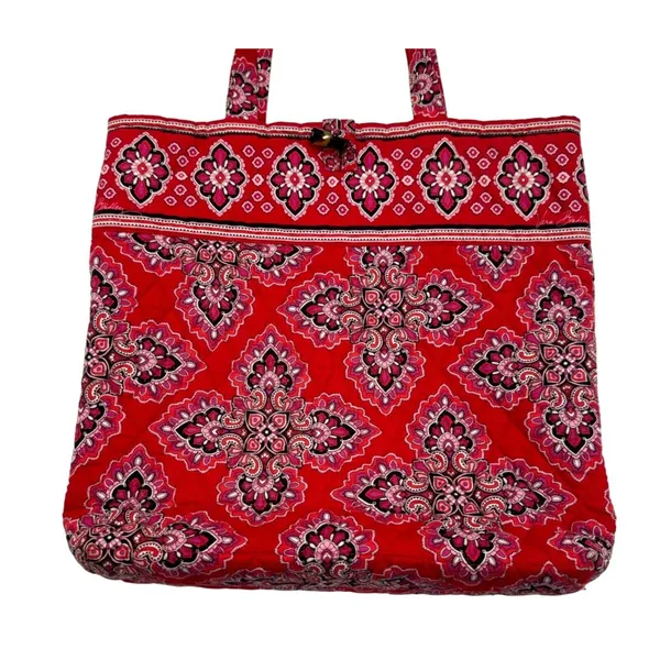 Vera Bradley Frankly Scarlet Quilted Tote Bag Red Paisley Travel Tote - Image 4