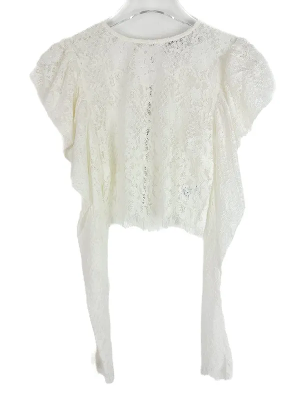 NWOT Naked Wardrobe The Statement Puff Sleeve Lace Crop Top Size Small S NEW - Image 2