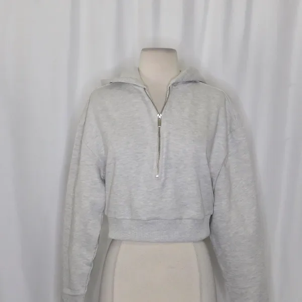 NWT!! WEWOREWHAT Half Zip Hoodie Heathered Gray Sweatshirt Hood Athleisure Small - Image 3
